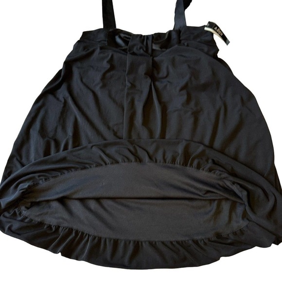 A.Byer Women Dress Black Satin Minimalist Retro Y2K LBD Bubble Hem - Picture 7 of 10